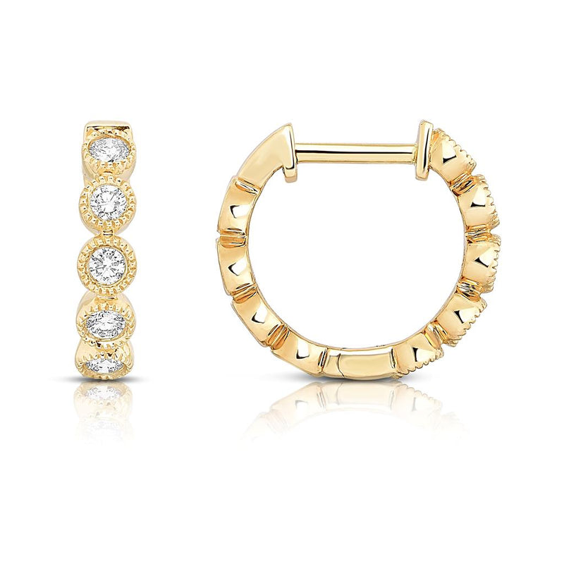 Davis Classics Diamond Hoop Earrings in 14k Yellow Gold