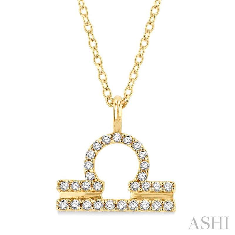 Davis Classics 14k Yellow Gold Diamond Libra Zodiac Necklace