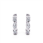 Davis Classics 14k White Gold Huggie Hoop Diamond Earrings