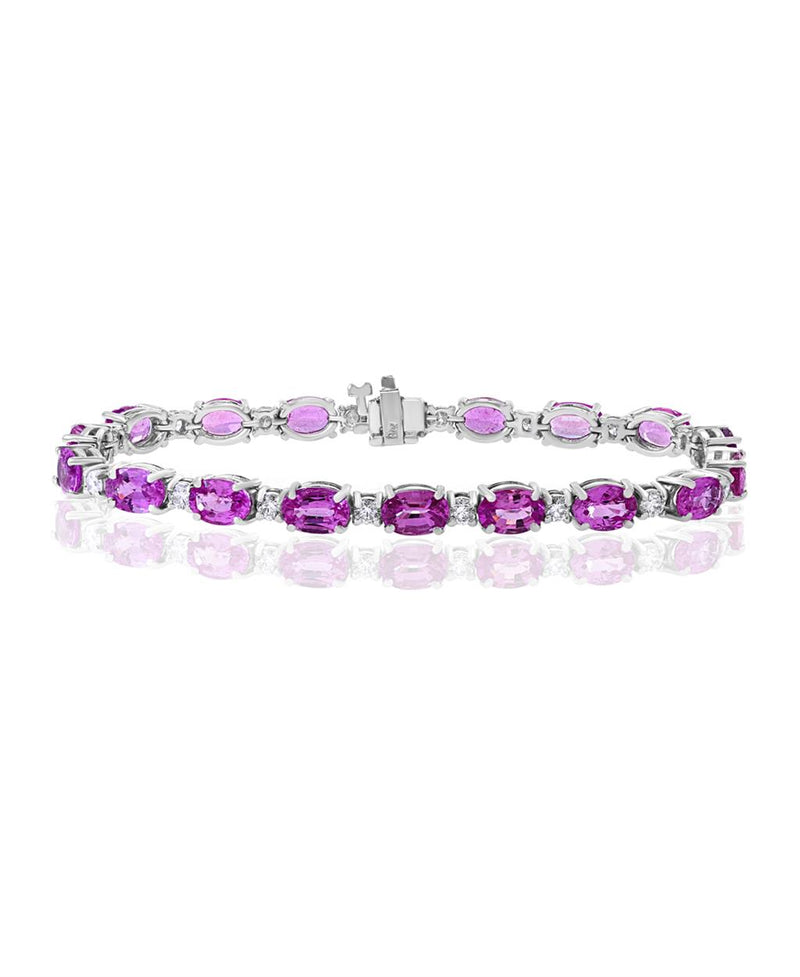 Davis Classics 14k White Gold Pink Sapphire and Diamond Bracelet