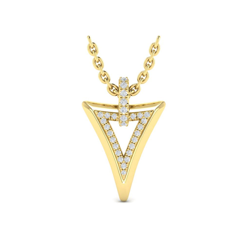 Vlora 14k Yellow Gold Miravel Collection Inverted Double Triangle Diamond Pendant Necklace