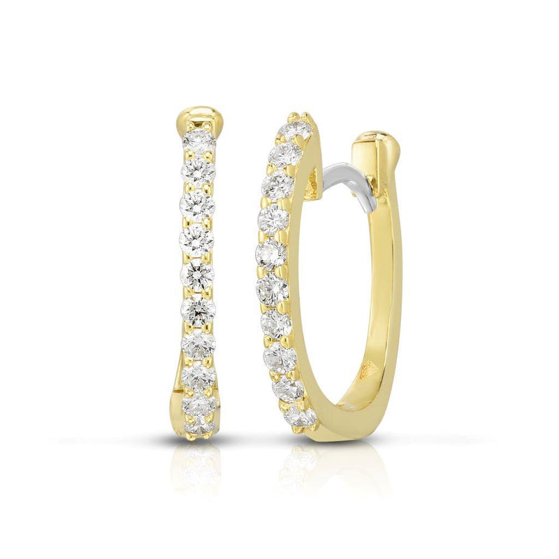 Roberto Coin 18k Yellow Gold Huggie Style Baby Hoop Earrings with Diamonds