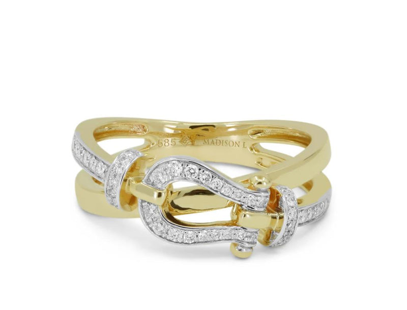 Madison L 14k Yellow Gold Buckle Design Diamond Fashion Band