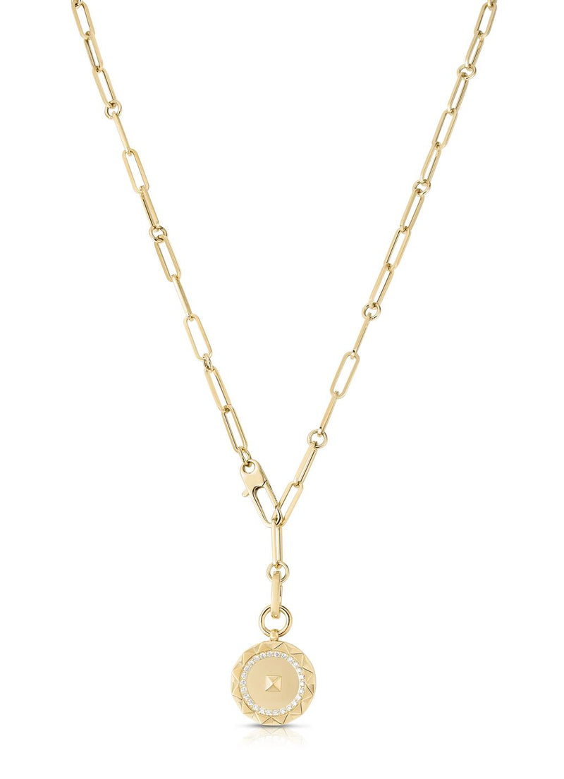 Roberto Coin Obelisco Collection Novelty Medallion Diamond Pendant