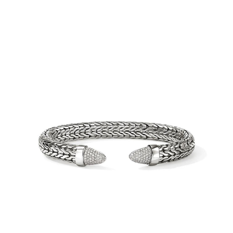 John Hardy Sterling Silver Spear 50 Plex Diamond Cuff Bracelet