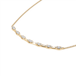 Davis Classics 14k Yellow Gold Adjustable Station Style Curved Bar Diamond Necklace