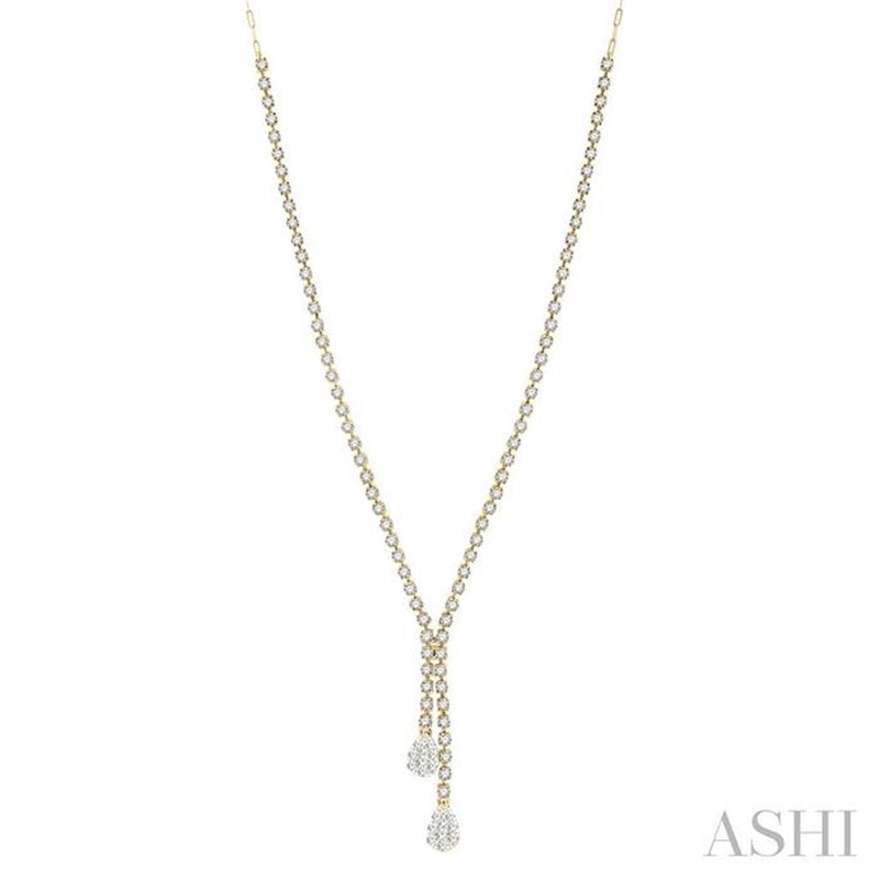 Davis Classics 14k Yellow and White Gold Endless Diamond Lariat Necklace