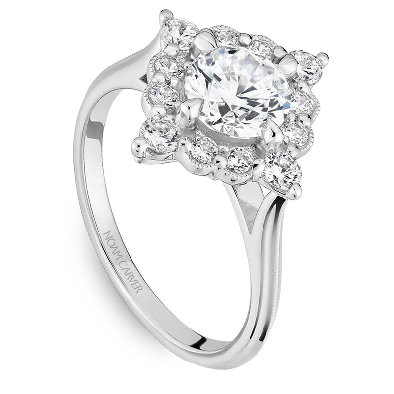 Noam Carver Vintage Diamond Engagement Ring Setting in 14k White Gold