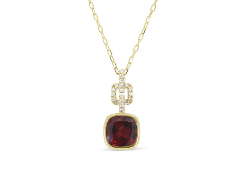 Madison L 14k Yellow Gold Garnet and Diamond Drop Pendant Necklace