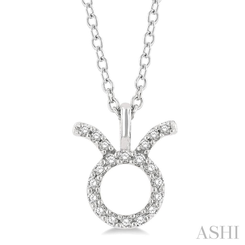 Davis Classics 14k White Gold Diamond Taurus Zodiac Necklace