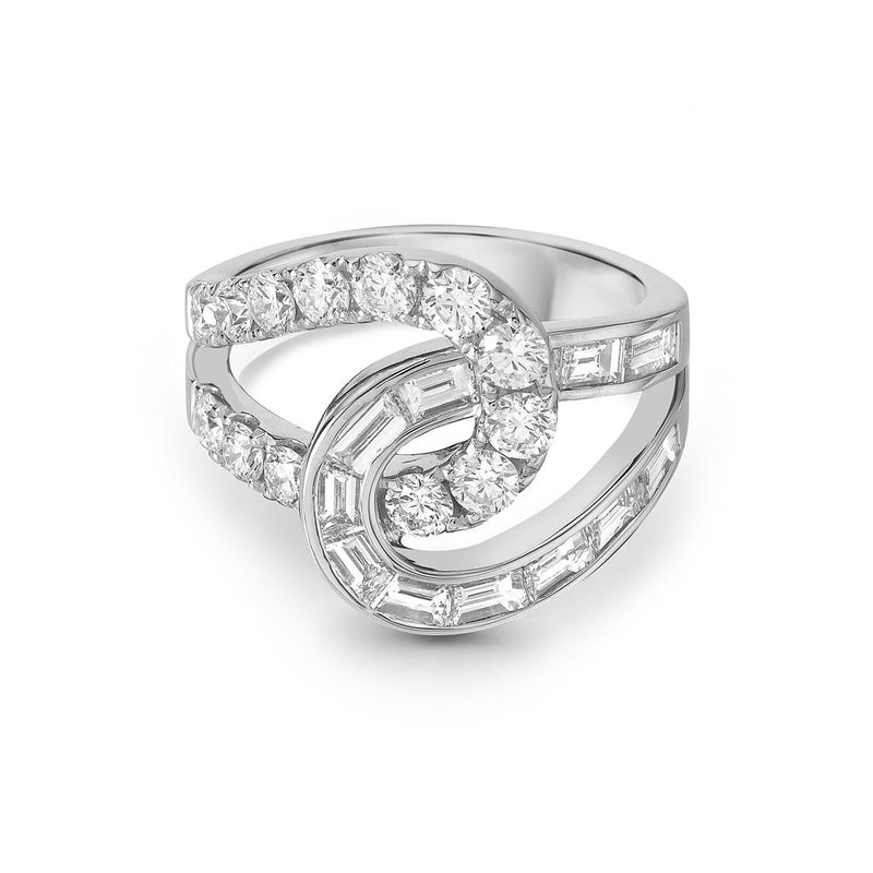 Charles Krypell 18k White Gold Double Lasso Diamond Fashion Ring