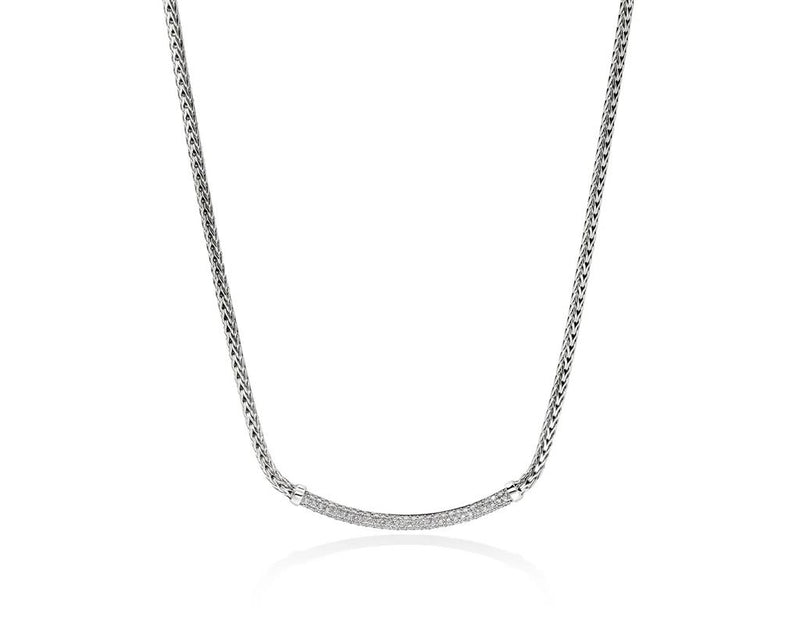 John Hardy Essential Sterling Silver Diamond Pavé Necklace