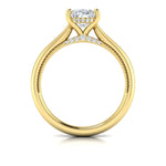 Vlora 14k Yellow Gold Solitaire Collection Oval Diamond Engagement Ring Setting with Bead Detail