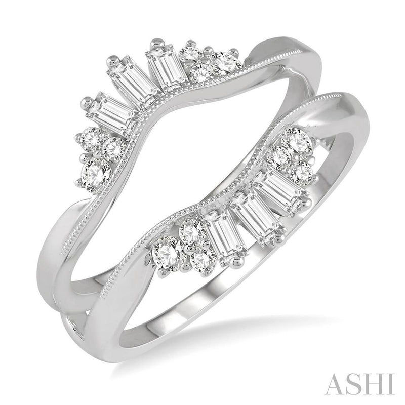 Davis Classics 14k White Gold Diamond Ring Guard with Milgrain Detail