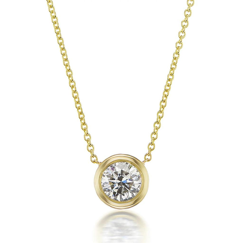 Davis Classics 18k Yellow Gold Diamond Solitaire Pendant Necklace