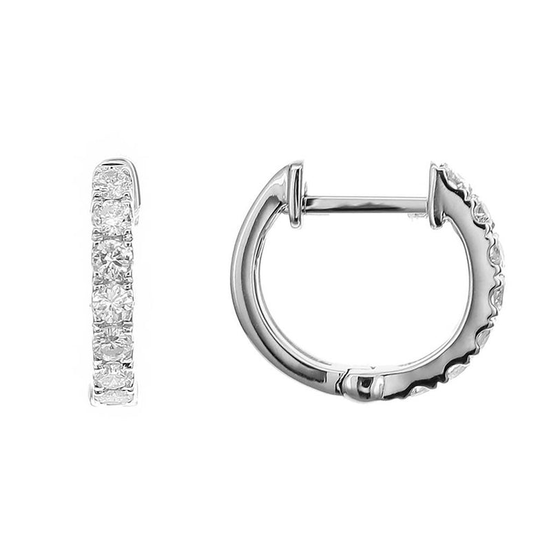 Davis Classics Diamond Hoop Earrings in 18k White Gold