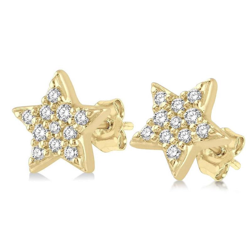 Davis Classics 14k Yellow Gold Diamond Star Stud Earrings