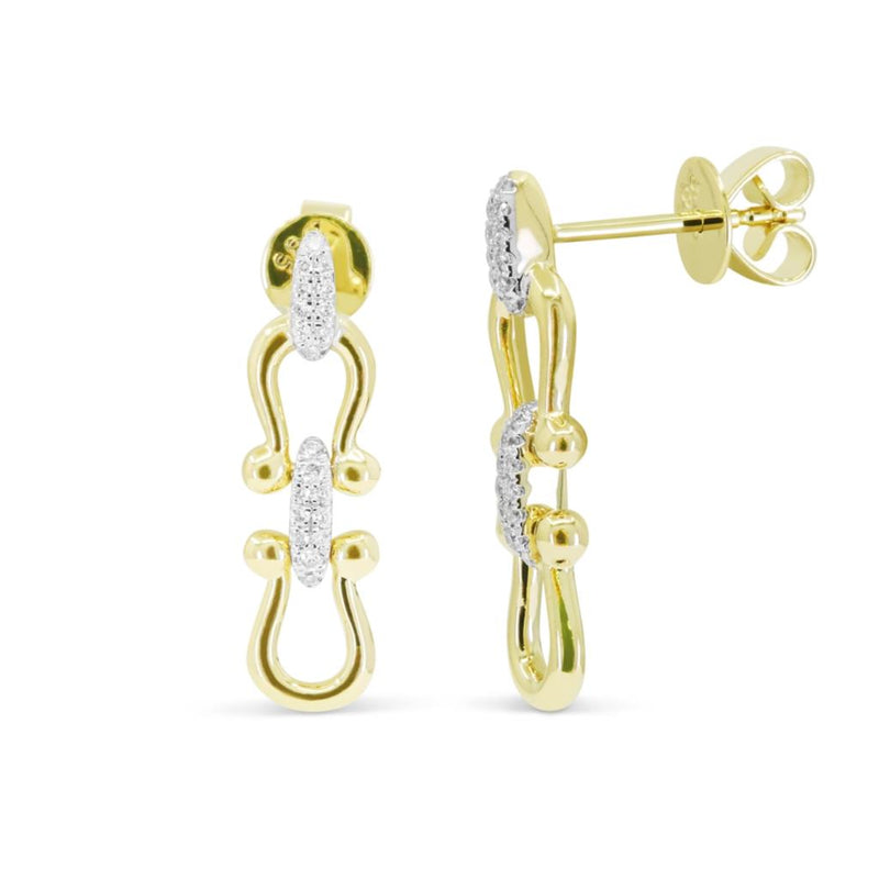 Madison L 14k Yellow and White Gold Horse Bit Inspired Diamond Drop Earrings