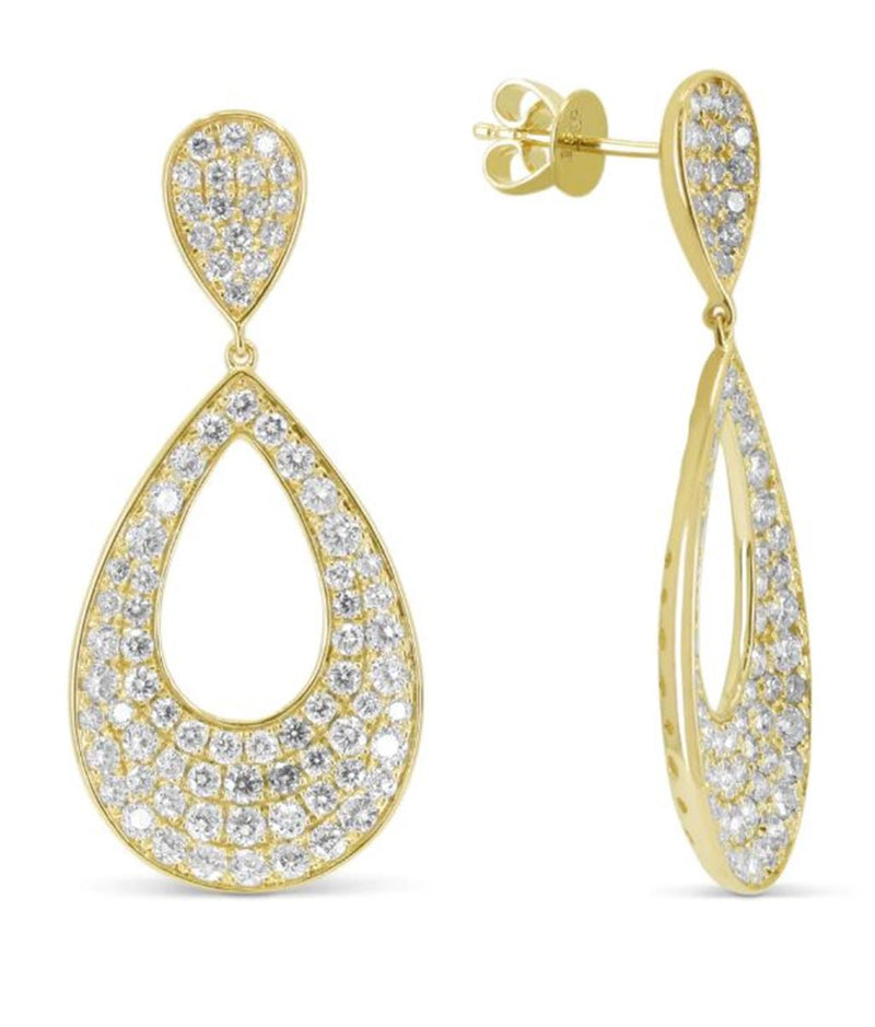 Madison L 14k Yellow Gold Open Teardrop Diamond Drop Earrings