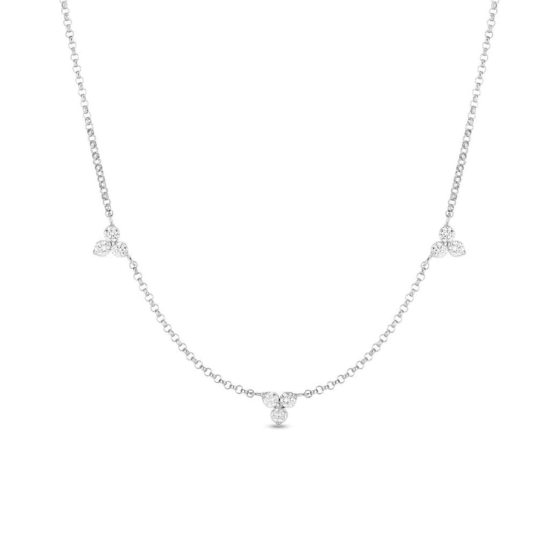 Roberto Coin 18k White Gold Love by the Inch Floral Station Diamond Necklace