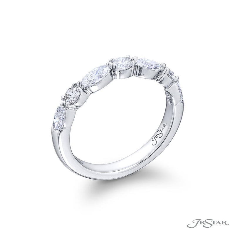 JB Star Women's Platinum Wedding Band with Marquise and Round Brilliant Cut Diamonds