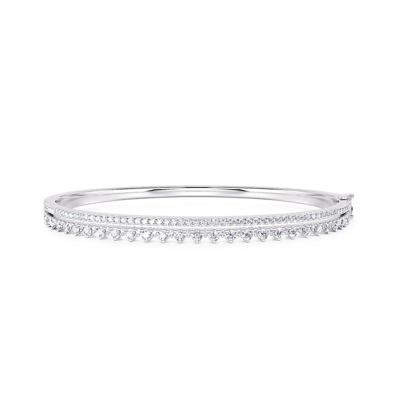 Davis Classics 14k White Gold Tiara-Inspired Diamond Bangle Bracelet