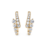 Davis Classics 14k Yellow Gold Bypass Design Diamond Hoop Earrings