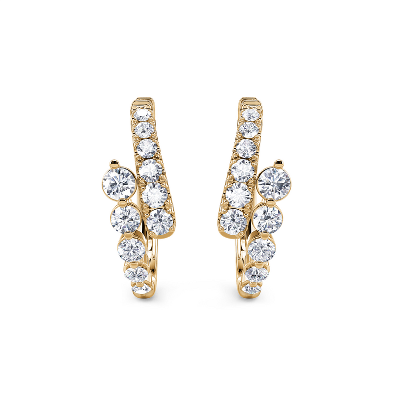 Davis Classics 14k Yellow Gold Bypass Design Diamond Hoop Earrings