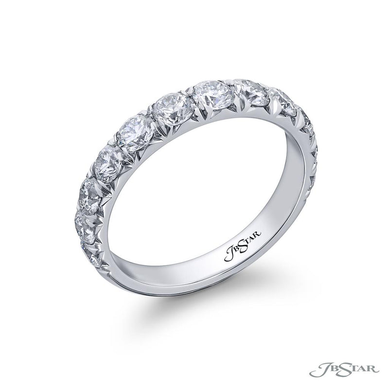 JB Star Women's Platinum Wedding Band with Round Brilliant Cut Diamonds