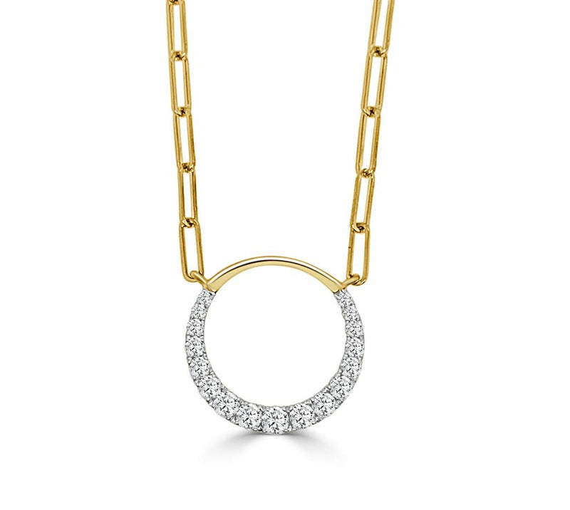 Frederic Sage 14k Yellow and White Gold Diamond Open Circle Pendant