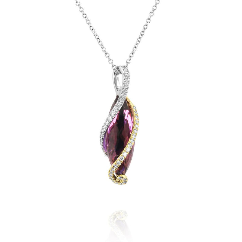 Yael Designs 14k Rose and White Gold Marquise Amethyst Pendant