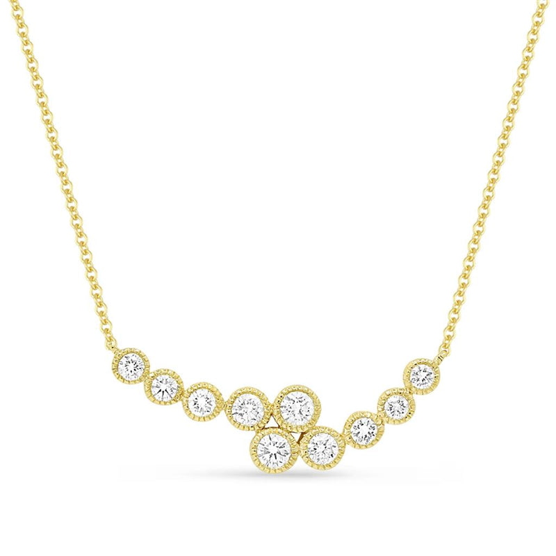 Madison L 14k Yellow Gold Bar Style Diamond Necklace with Milgrain Detail