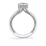 Sylvie 14k White Gold 1.5mm Solitaire Engagement Ring Setting with Hidden Halo