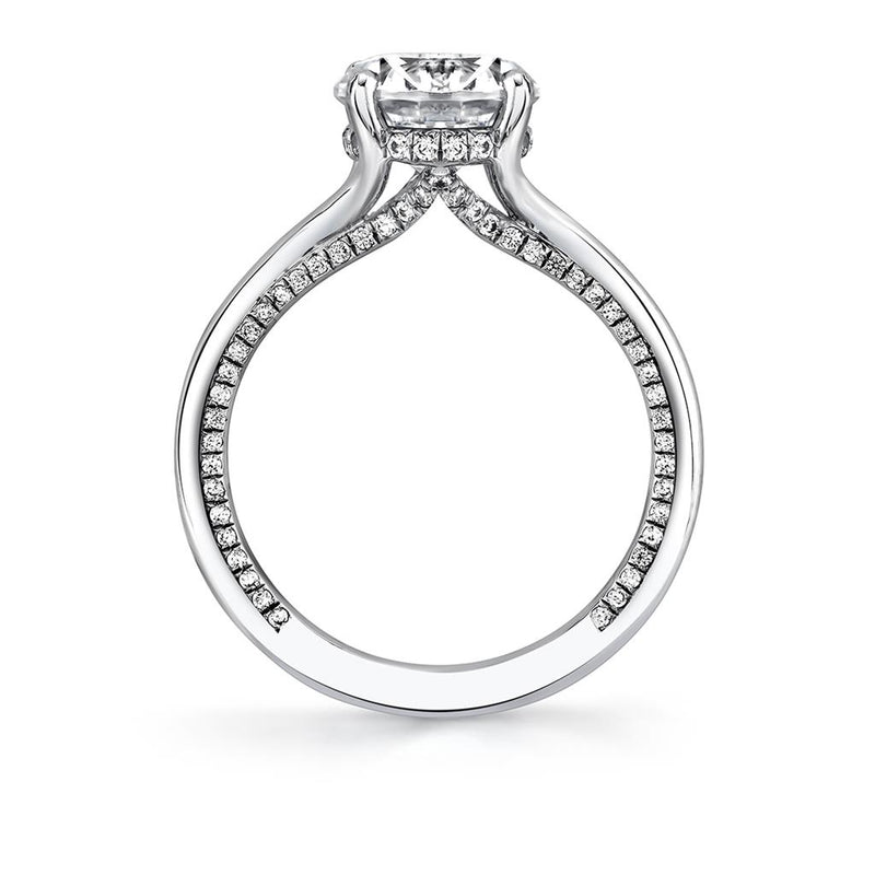 Sylvie 14k White Gold 1.5mm Solitaire Engagement Ring Setting with Hidden Halo