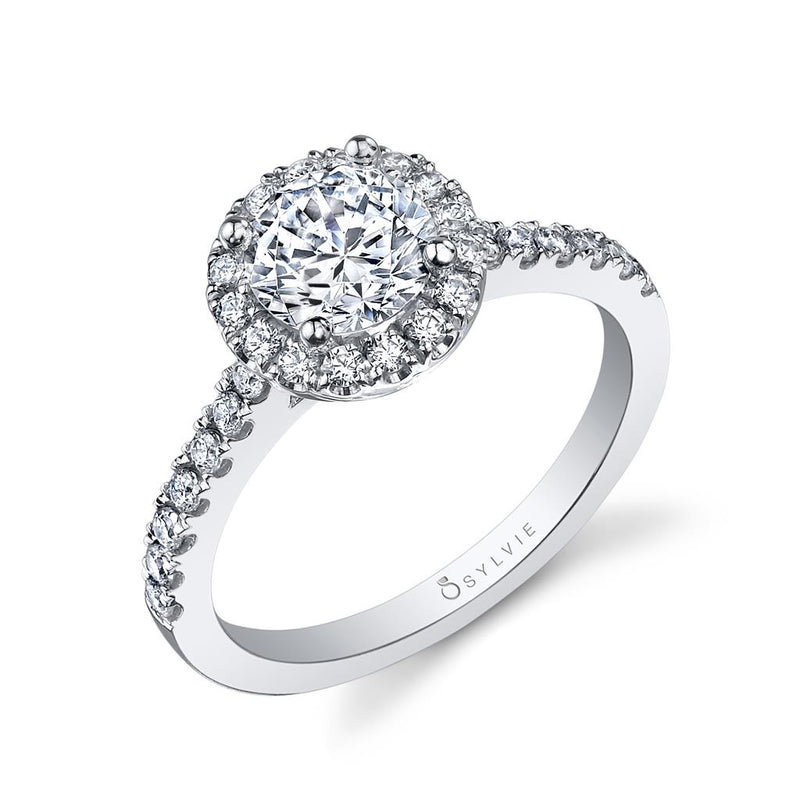 Sylvie Halo Diamond Engagement Ring Setting in 14k White Gold