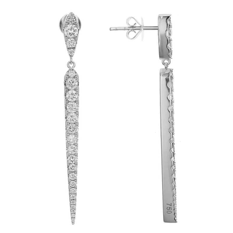 Davis Classics Diamond Dangle Earrings in 18k White Gold