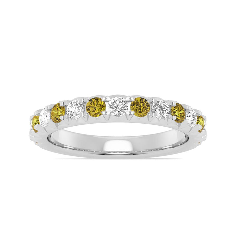 Davis Classics Citrines and Diamonds Stackable Fashion Ring in 14k White Gold