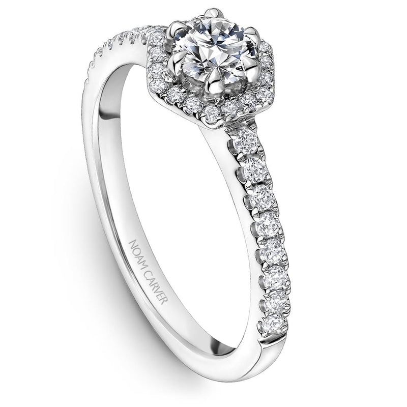 Noam Carver Halo Diamond Engagement Ring Setting in 14k White Gold