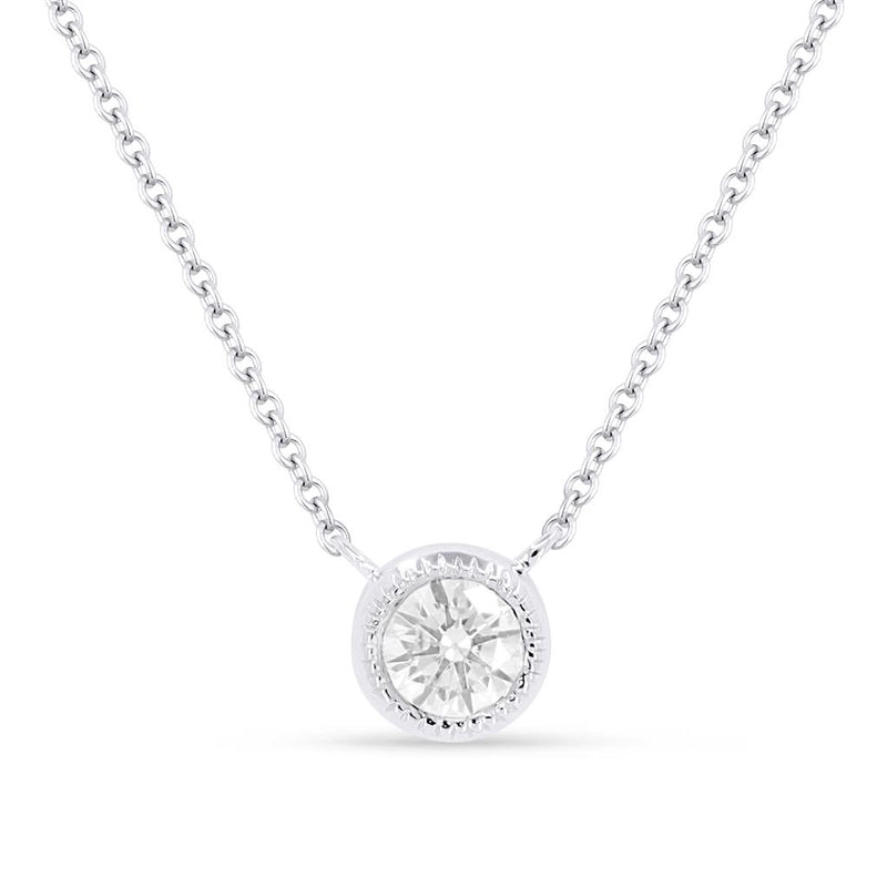 Madison L 14k White Gold Adjustable Diamond Solitaire Pendant Necklace