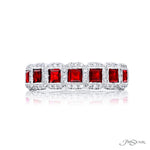 JB Star Platinum Halo Design Gemstone and Diamond Band