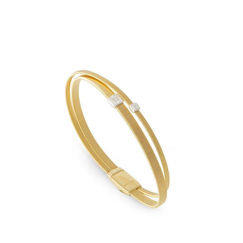 Marco Bicego 18k Yellow and White Gold Masai Collection Double Strand Diamond Bangle Bracelet