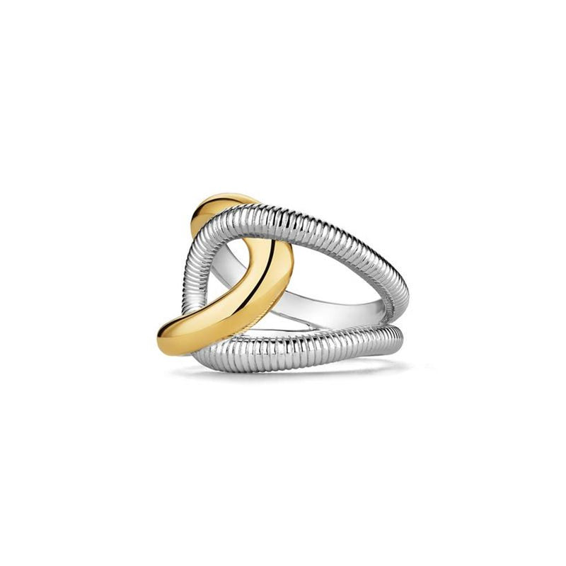 Judith Ripka Sterling Silver and 18k Yellow Gold Eternity Collection Embrace Fashion Ring