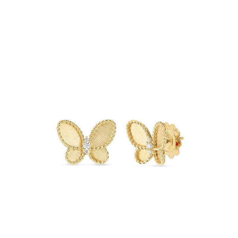 Roberto Coin 18k Yellow Gold Jasmine Butterfly Stud Earrings