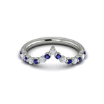 Vlora 14k White Gold Adella Color Collection Sapphire and Diamond Contour Fashion Ring