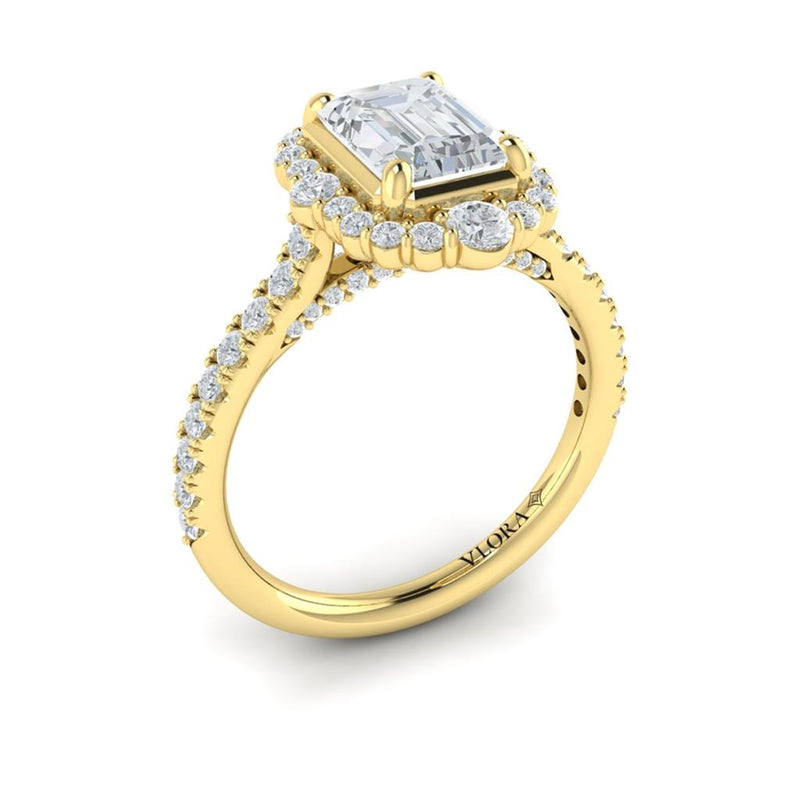 Vlora 14k Yellow Gold Halo Collection Cathedral Ornate Halo Diamond Engagement Ring Setting