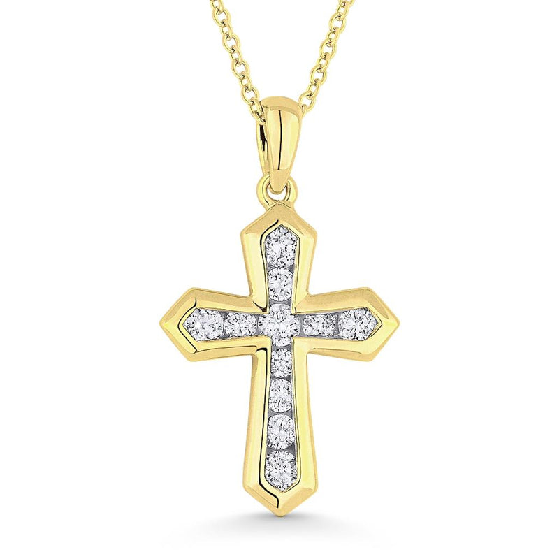 Madison L 14k Yellow Gold Diamond Cross Pendant