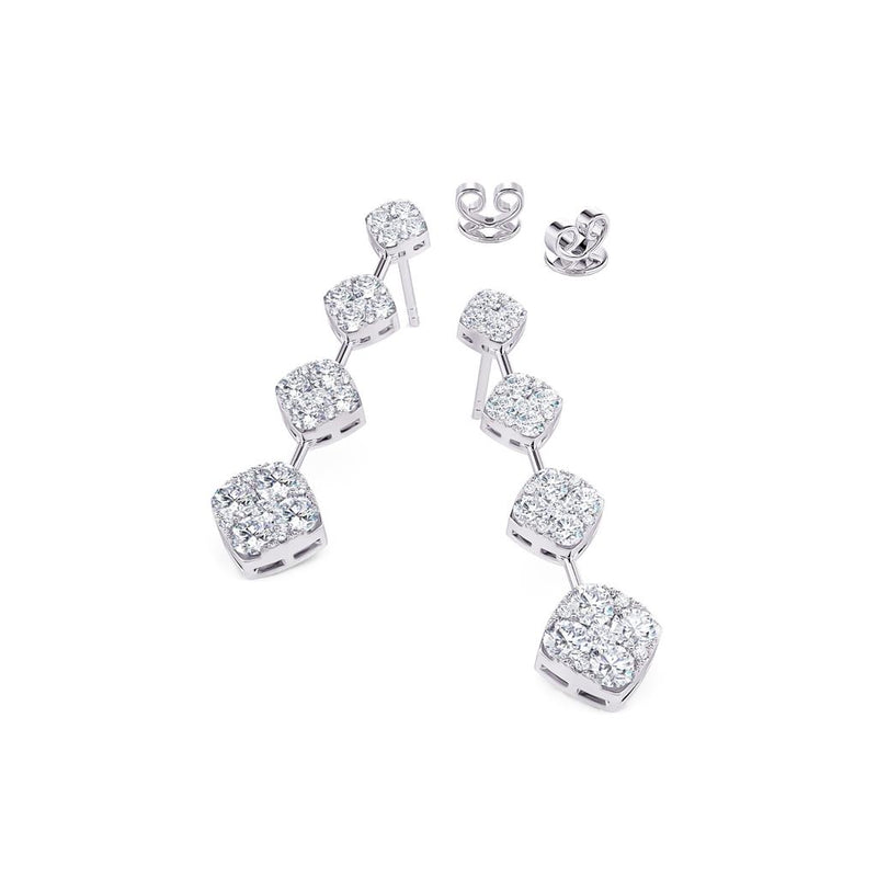 Davis Classics 14k White Gold Diamond Station Drop Earrings