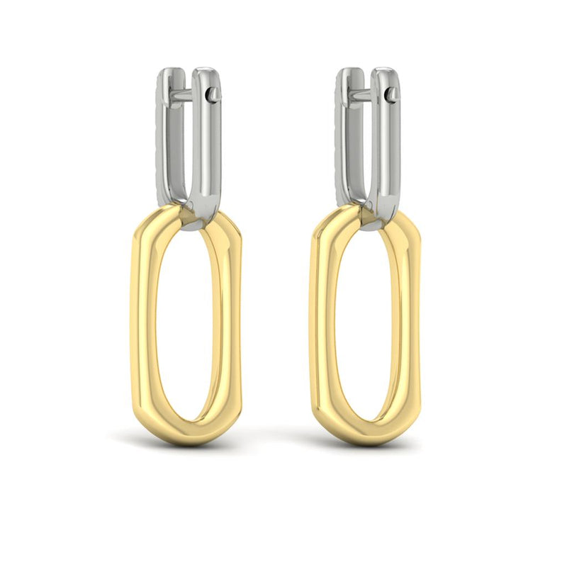 Vlora 14k Yellow and White Gold Diamond Huggie Drop Earrings