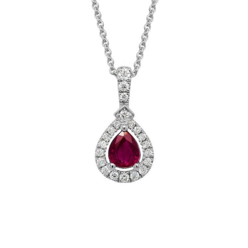 Davis Classics Ruby and Diamonds Multi Stone Halo Pendant