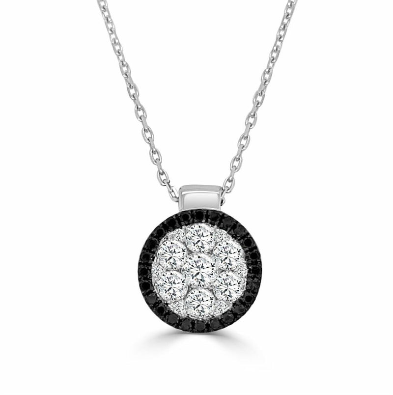 Frederic Sage 14k White Gold and Black Rhodium Diamond and Black Diamond Halo Pendant